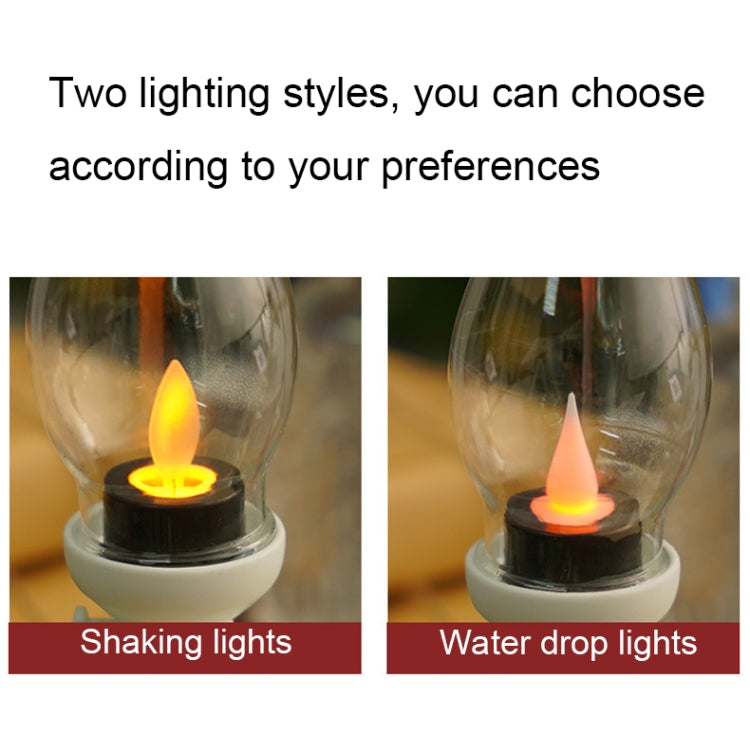 Retro Luminous Kerosene Lamp Christmas Simulation Oil Lamp Decoration, Spec:, Water-drop (White)