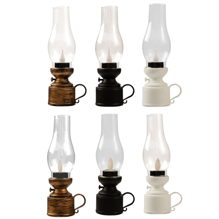 Retro Luminous Kerosene Lamp Christmas Simulation Oil Lamp Decoration, Spec:, Shaking (White)
