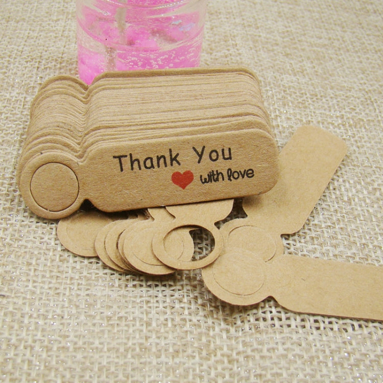 100pcs /Set Small Retro Baking Label DIY Jewelry Price Tag Bookmark Gift Card, Thankyou Cowhide