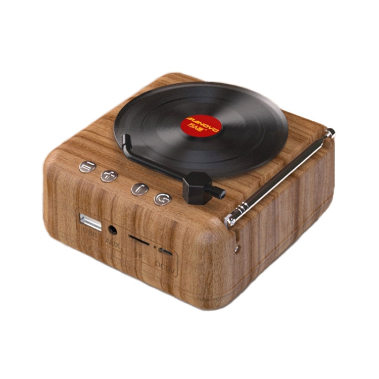 H3 Retro Vinyl Record Player Shape Mini Bluetooth Speaker, Wood Grain