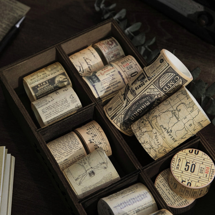Retro Washi Tape compatible with Journal Scrapbooking Diary Planners, Color: Newspaper Material, Written Notes