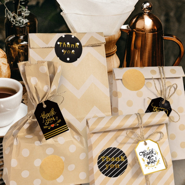 24 In 1 Point Striped Cowhide Paper Bag Retro Thanks Gift Bag Party Bakery Biscuits Candy Bag, 24 In 1 Style 1