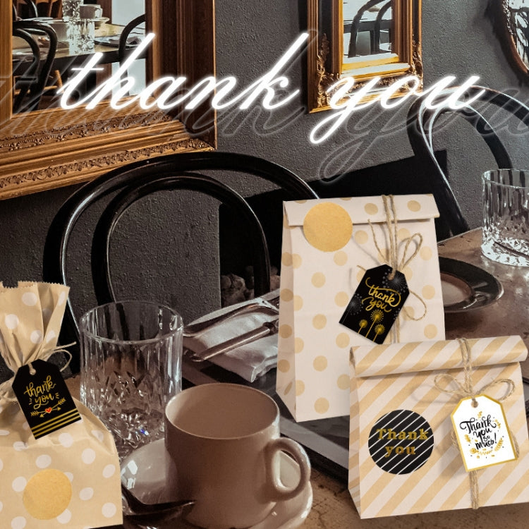 24 In 1 Point Striped Cowhide Paper Bag Retro Thanks Gift Bag Party Bakery Biscuits Candy Bag, 24 In 1 Style 1