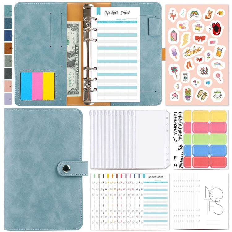 H666 A6 Loose-leaf Binder Cash Budget Handbook Vintage PU Leather Notebook with Window, H666 Retro Green