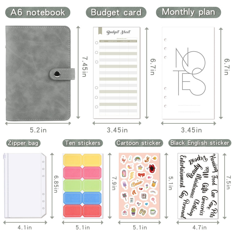H666 A6 Loose-leaf Binder Cash Budget Handbook Vintage PU Leather Notebook with Window, H666 Retro Green
