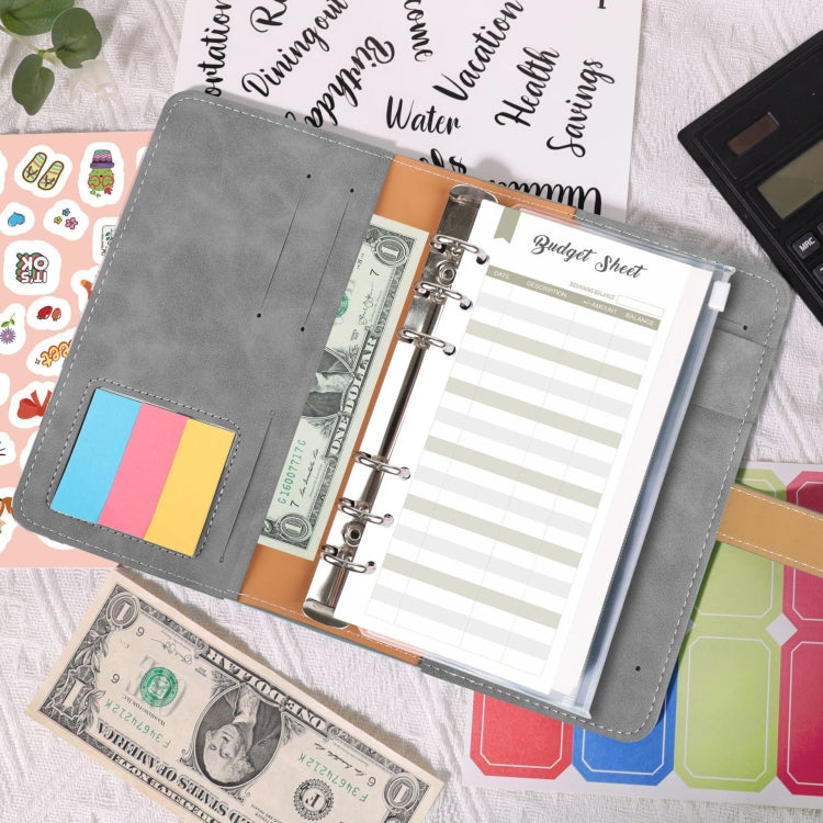 H666 A6 Loose-leaf Binder Cash Budget Handbook Vintage PU Leather Notebook with Window, H666 Retro Green