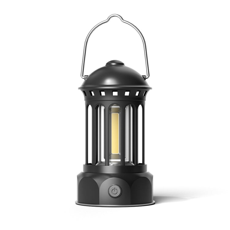 Battery Model COB Portable Outdoor Camping Lamp Atmosphere Tent Lamp Retro Lamp, Battery Small Black