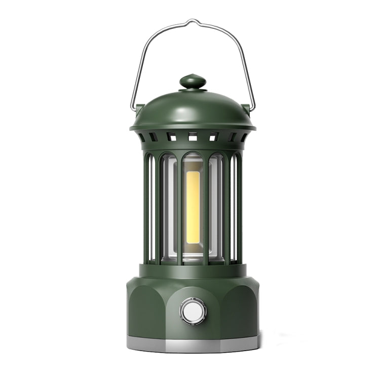 Battery Model COB Portable Outdoor Camping Lamp Atmosphere Tent Lamp Retro Lamp, Battery Large Green