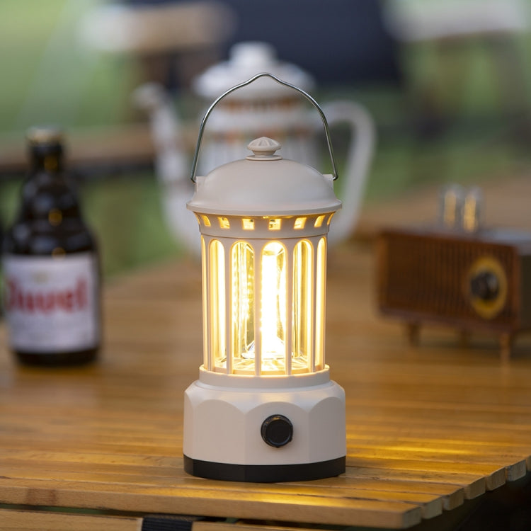Battery Model COB Portable Outdoor Camping Lamp Atmosphere Tent Lamp Retro Lamp, Battery Large Beige