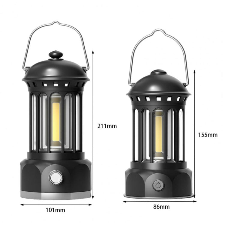 Battery Model COB Portable Outdoor Camping Lamp Atmosphere Tent Lamp Retro Lamp, Battery Large Beige