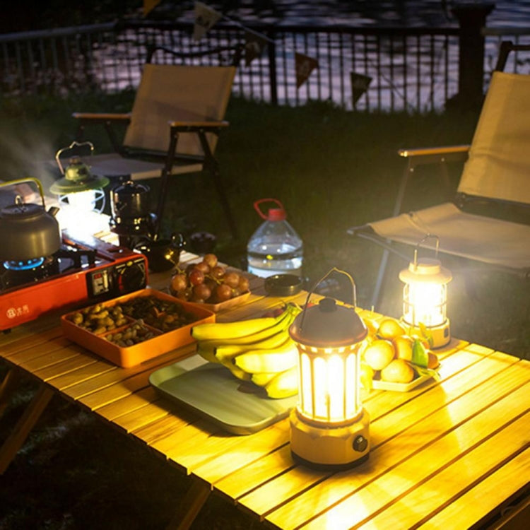 Battery Model COB Portable Outdoor Camping Lamp Atmosphere Tent Lamp Retro Lamp, Battery Large Beige