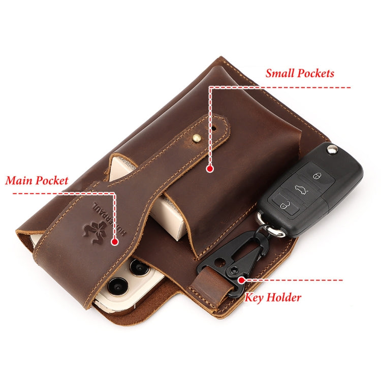HUMERPAUL Retro Keychain Wears Belt Leather Mobile Phone Bag Men Waist Bag, BP717 (Light Brown)