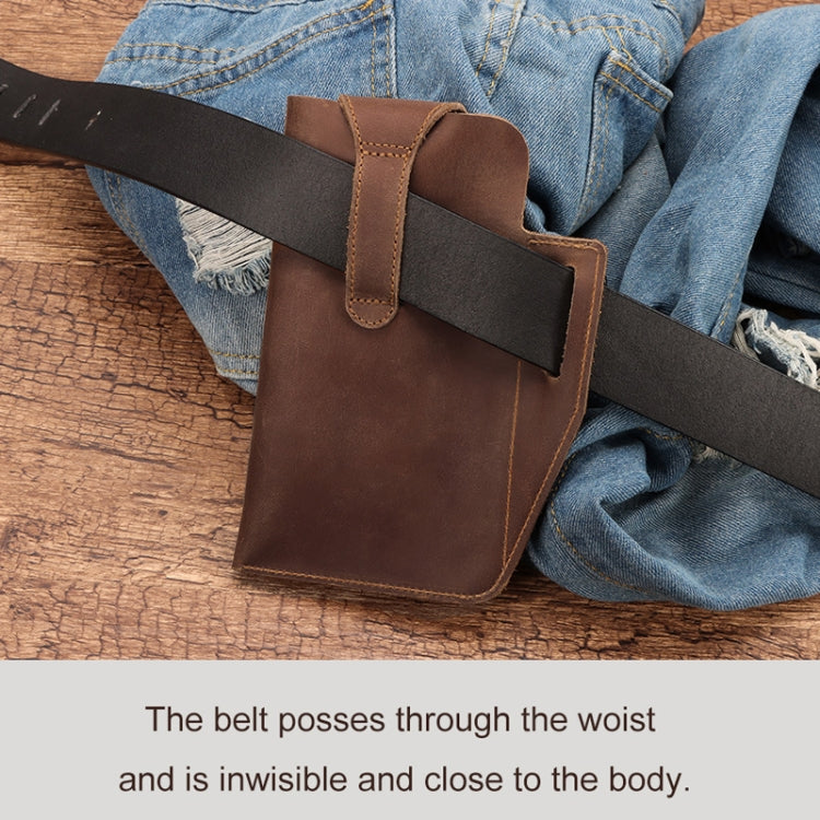 HUMERPAUL Retro Keychain Wears Belt Leather Mobile Phone Bag Men Waist Bag, BP717 (Coffee)