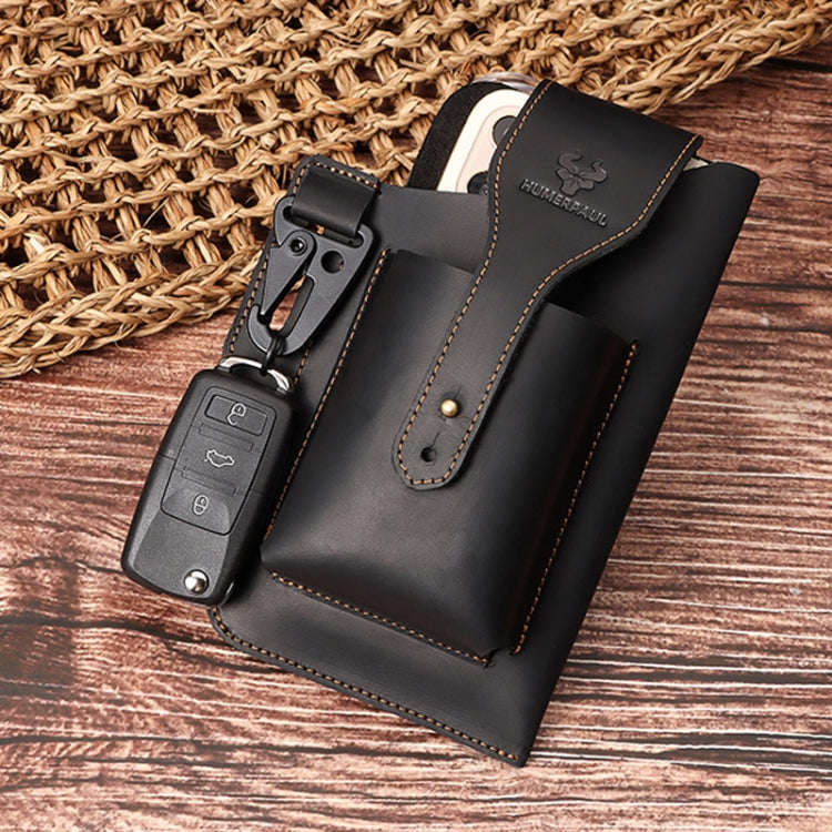HUMERPAUL Retro Keychain Wears Belt Leather Mobile Phone Bag Men Waist Bag, BP717 (Coffee)