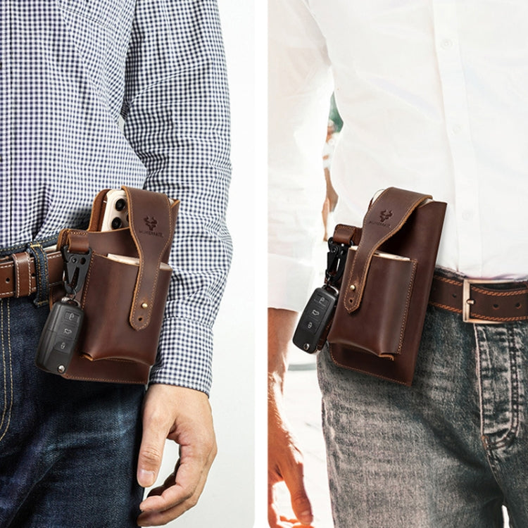 HUMERPAUL Retro Keychain Wears Belt Leather Mobile Phone Bag Men Waist Bag, BP717 (Light Brown)