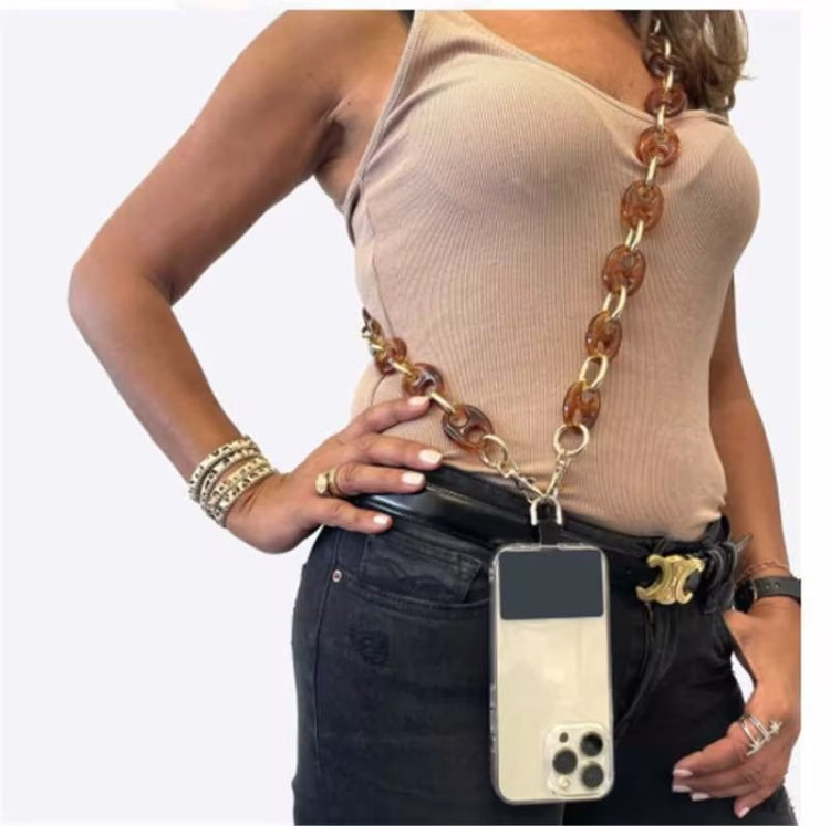 Retro Mobile Phone Chain Lanyard Tortoiseshell Acrylic Resin Bag Chain with Spacer