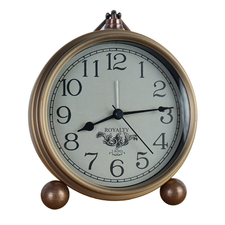 Retro Iron Alarm Clock Simple Desktop Quartz Clock, Arab Number