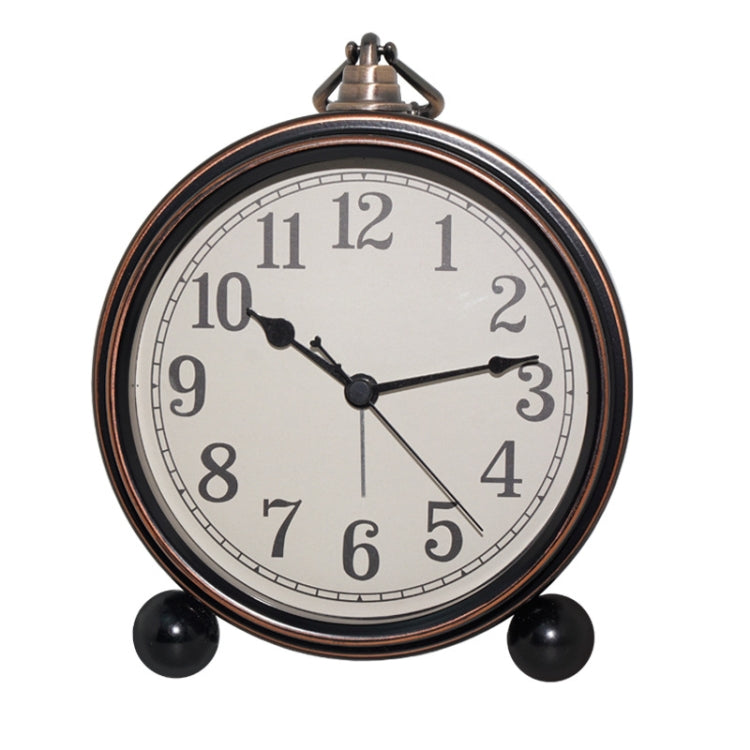 Retro Iron Alarm Clock Simple Desktop Quartz Clock, Black
