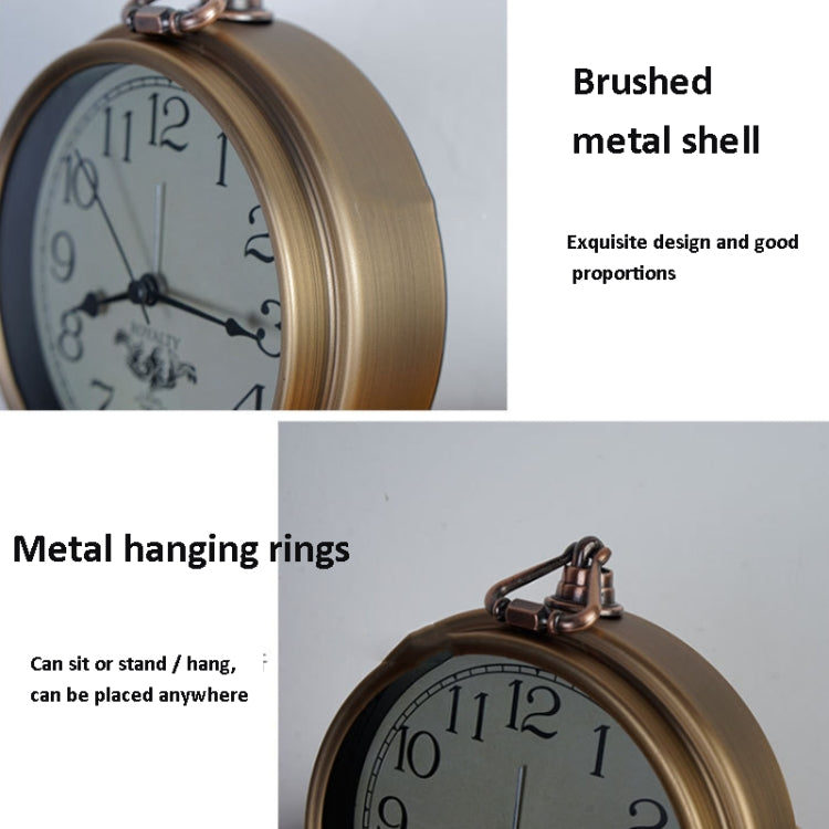 Retro Iron Alarm Clock Simple Desktop Quartz Clock, Arab Number