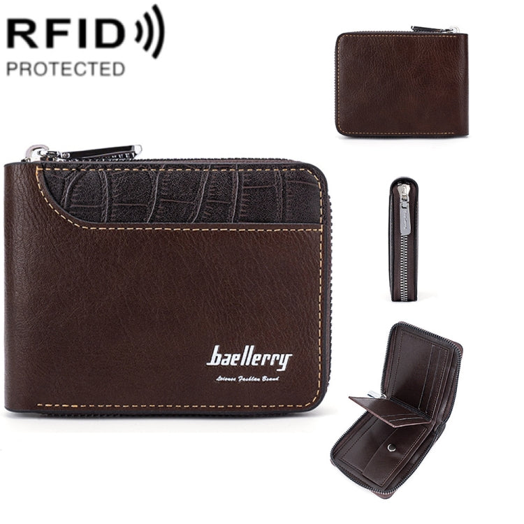 Baellerry D5101 RFID Anti-theft Spliced Short Wallet Retro Multi-card Zipper Coin Purse