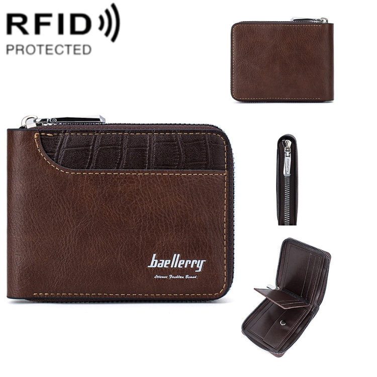 Baellerry D5101 RFID Anti-theft Spliced Short Wallet Retro Multi-card Zipper Coin Purse