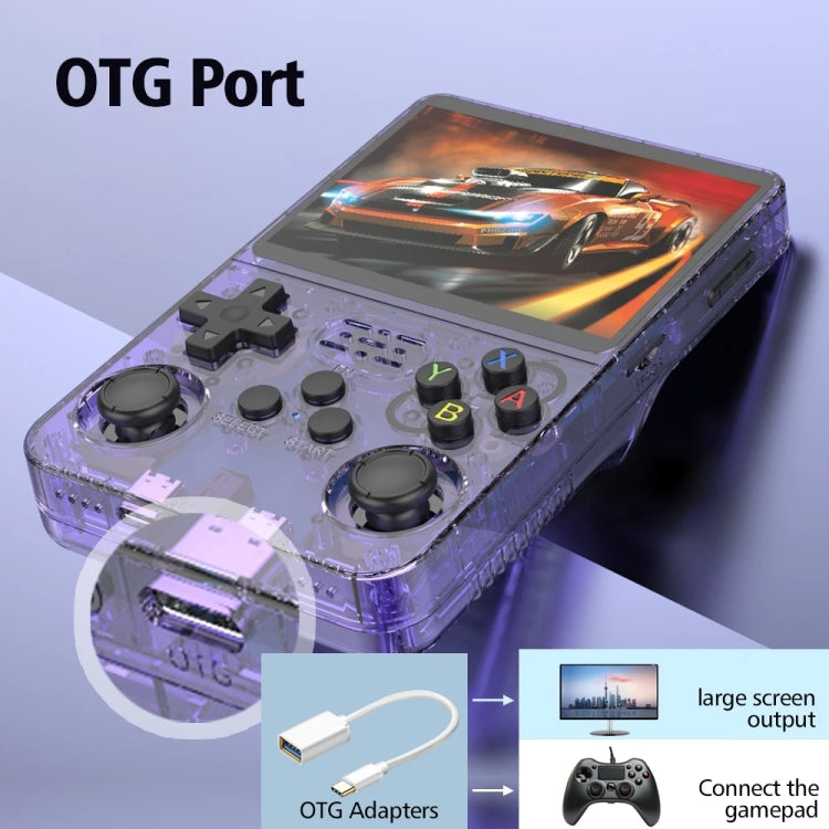R36S Retro Handheld Game Console Linux System 3.5-Inch Screen Double TF Card Version, 128G White