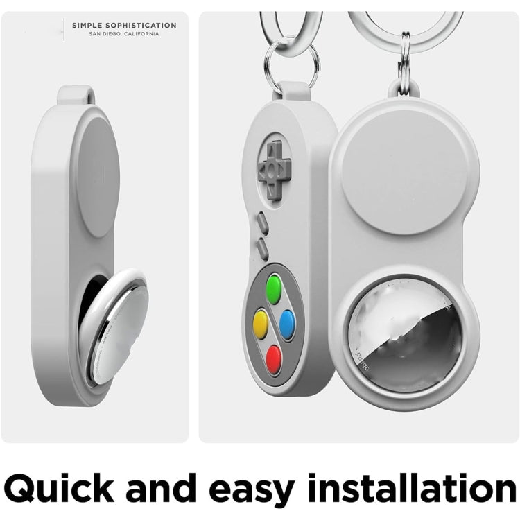 For AirTag Tracker Retro Game Console Shape Silicone Case with Carabiner