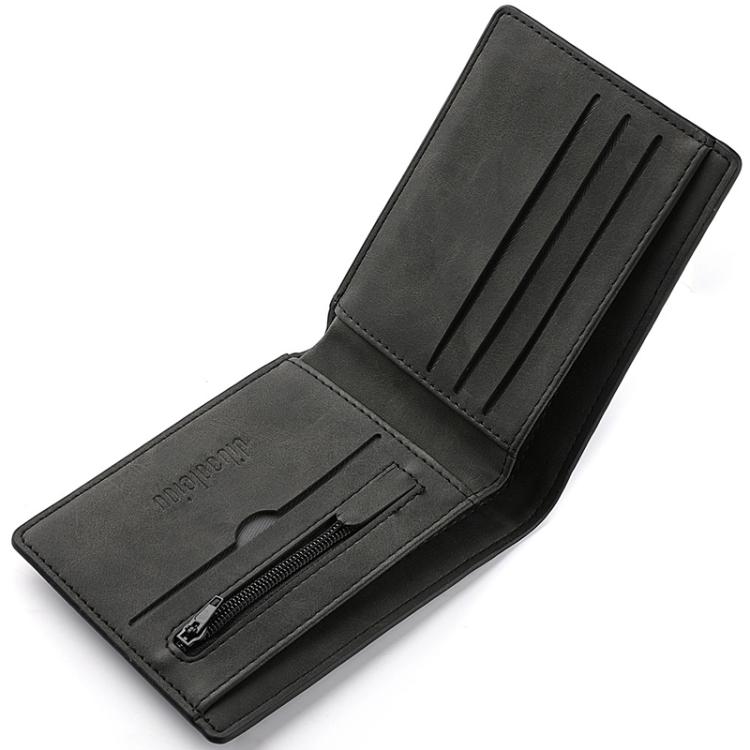 DEABOLAR Men Short Wallet Zipper Simple Soft Leather Purse Card Bag Student Retro Leather Wallet