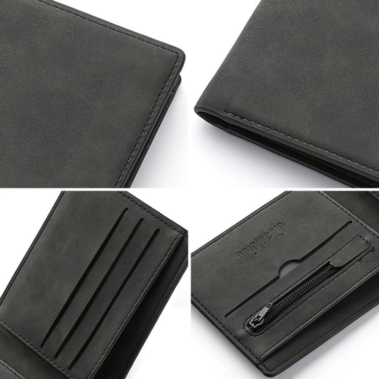 DEABOLAR Men Short Wallet Zipper Simple Soft Leather Purse Card Bag Student Retro Leather Wallet