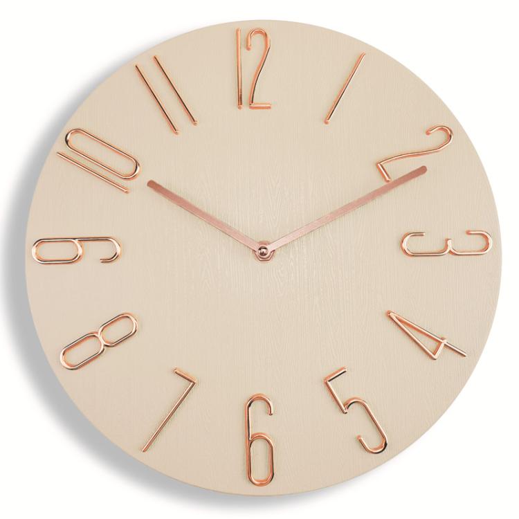 12 Inch Frameless Minimalist Wall Clock Silent Modern Quartz Clock compatible with Living Room, Bedroom, Kitchen, Wood Grain