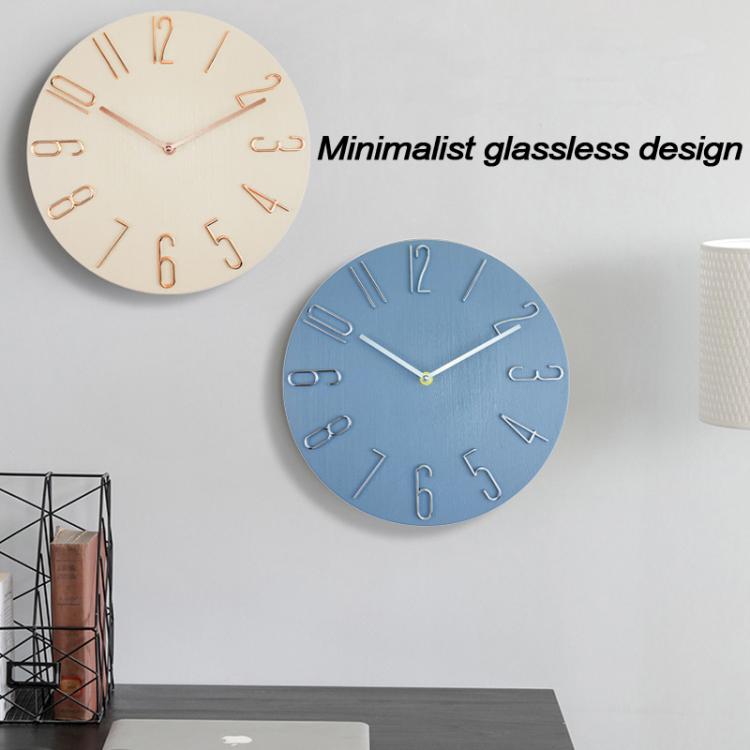 12 Inch Frameless Minimalist Wall Clock Silent Modern Quartz Clock compatible with Living Room, Bedroom, Kitchen, Blue Gray