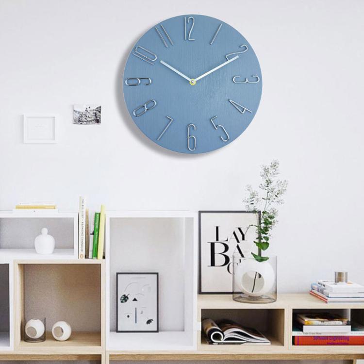 12 Inch Frameless Minimalist Wall Clock Silent Modern Quartz Clock compatible with Living Room, Bedroom, Kitchen, Blue Gray