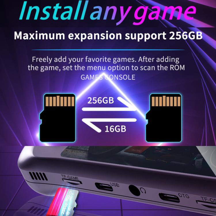 H36S 3.5 Inch IPS HD Screen Retro PSP Game Console Linux System GBA Handheld Video Game Console, 128G