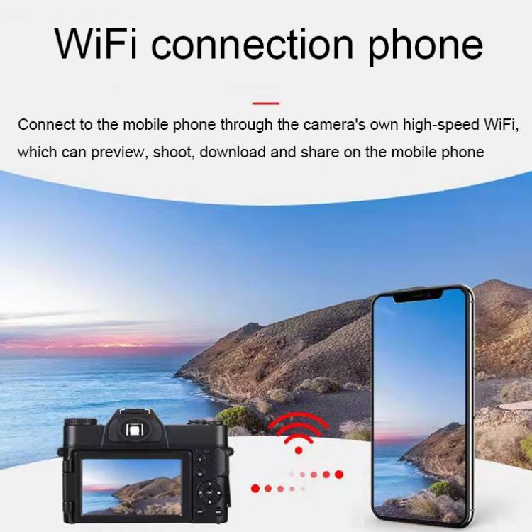 R10 4K HD 75MP Retro Mirrorless Camera 16x Zoom WiFi Digital Camera With 3-Inch Flip Screen, R10 64G Card & Lens Version