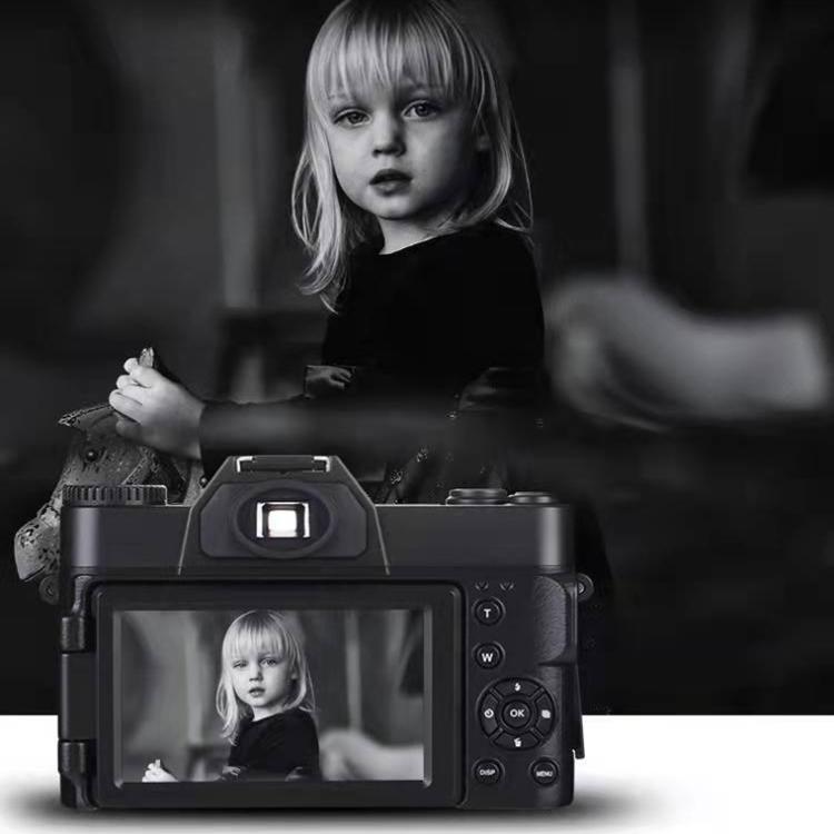 R10 4K HD 75MP Retro Mirrorless Camera 16x Zoom WiFi Digital Camera With 3-Inch Flip Screen, R10 64G Card & Lens Version