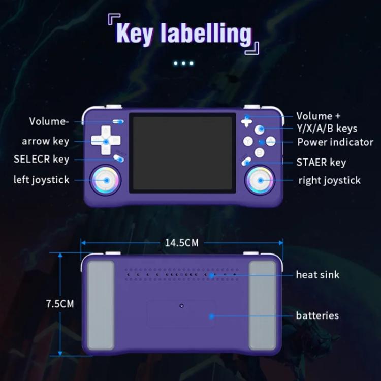 XF35H 3.5-Inch Retro Handheld Game Console With Linux System And RGB Light Pocket Video Game Player, 128G