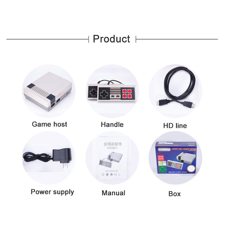 Retro Classic TV Mini HDMI HD Video Game Console, Built-in 600 Games, 600 Games(US Plug)
