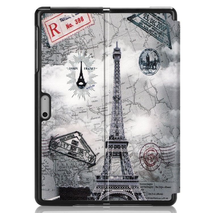 Retro Tower Pattern Colored Painted Horizontal Flip PU Leather Case for Microsoft Surface Go 10 inch, with Holder & Pen Slot