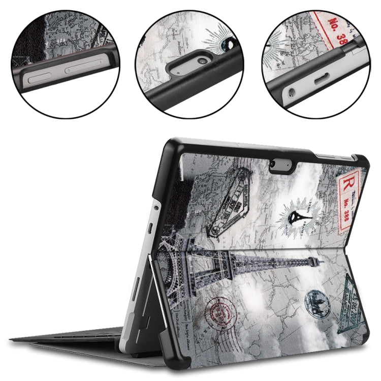 Retro Tower Pattern Colored Painted Horizontal Flip PU Leather Case for Microsoft Surface Go 10 inch, with Holder & Pen Slot