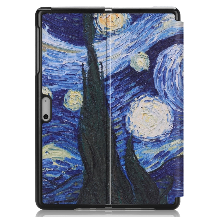 Retro Tower Pattern Colored Painted Horizontal Flip PU Leather Case for Microsoft Surface Go 10 inch, with Holder & Pen Slot