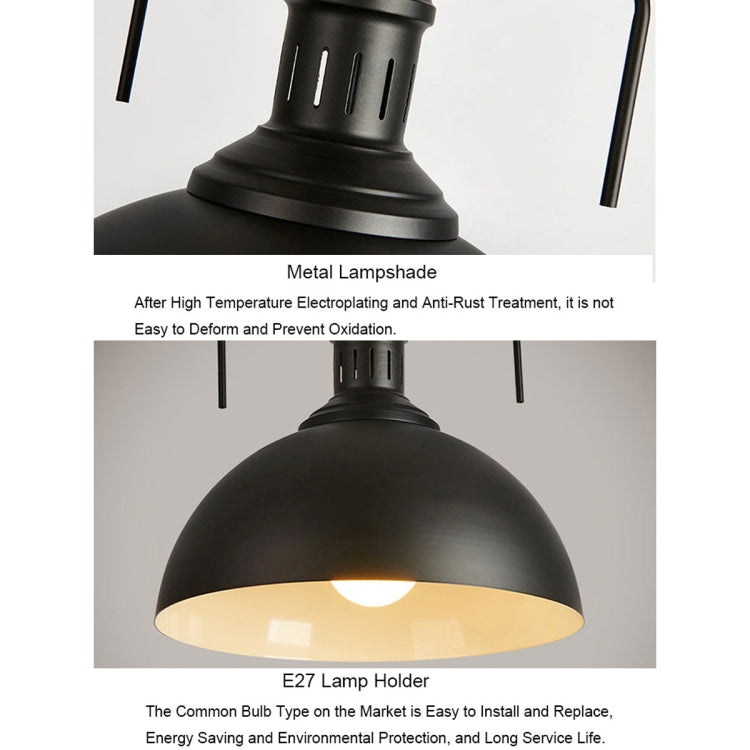 Retro Industrial Pendant Light Creative Single Head Iron Art Hanging Lamp E27 Bulb Perfect compatible with Kitchen Dining Room Bedroom Living Room, Cold White