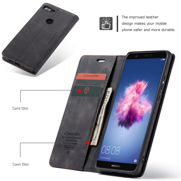 CaseMe Multifunctional Retro Frosted Horizontal Flip Leather Case for Huawei P Smart / Enjoy 7S / Honor 9 Lite, with Card Slots & Holder & Wallet, Compatible with Huawei P Smart