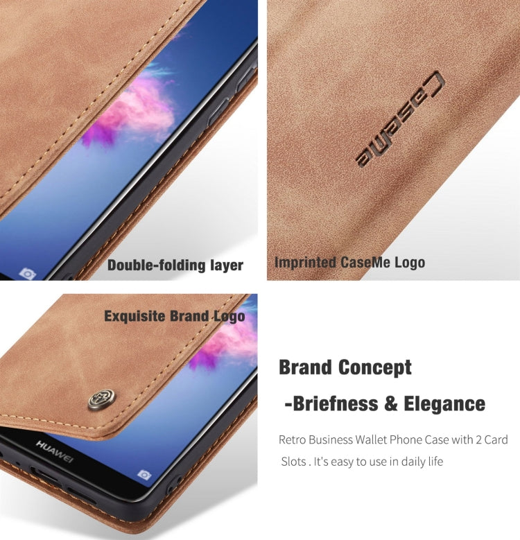 CaseMe Multifunctional Retro Frosted Horizontal Flip Leather Case for Huawei P Smart / Enjoy 7S / Honor 9 Lite, with Card Slots & Holder & Wallet, Compatible with Huawei P Smart