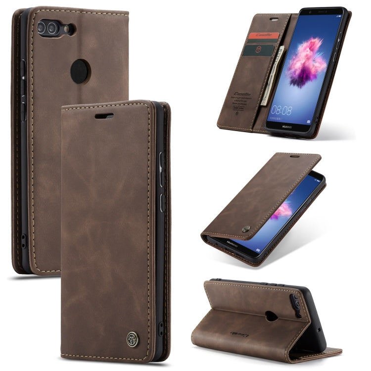 CaseMe Multifunctional Retro Frosted Horizontal Flip Leather Case for Huawei P Smart / Enjoy 7S / Honor 9 Lite, with Card Slots & Holder & Wallet, Compatible with Huawei P Smart