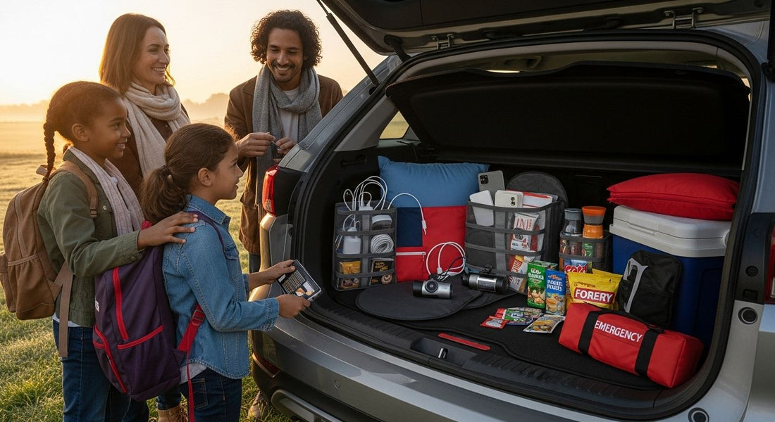 car trip accessories, family travel, road trip
