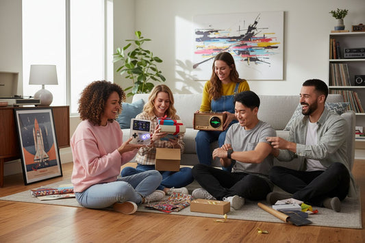 retro tech gifts, gadget lovers, people exchanging gifts