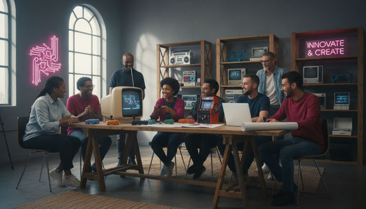 retro tech workspace