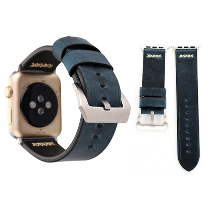 Compatible with Apple Watch Ultra 49mm&Watch Ultra 2 49mm / Series 10 46mm / 9&8&7 45mm / SE 3&SE 2&6&SE&5&4 44mm / 3&2&1 42mm Retro XX Line Pattern Genuine Leather Wrist Watch Band, Compatible with 42mm