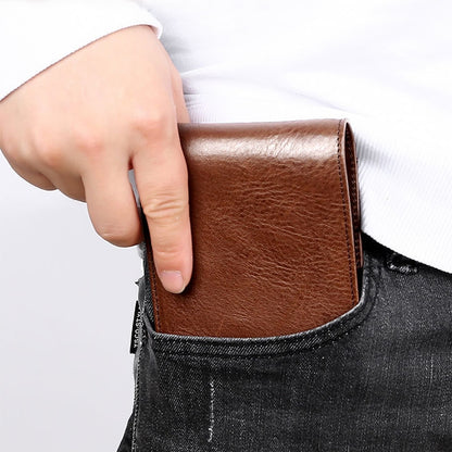 8016 Retro Cowhide Leather Multiple Card Slots Wallet compatible with Men, with Removable Card Holder, 8016