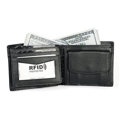 8020 Horizontal Retro Crazy Horse Texture Leather Anti-magnetic RFID Wallet Clutch Bag compatible with Men, with Card Slots, 8020 Black